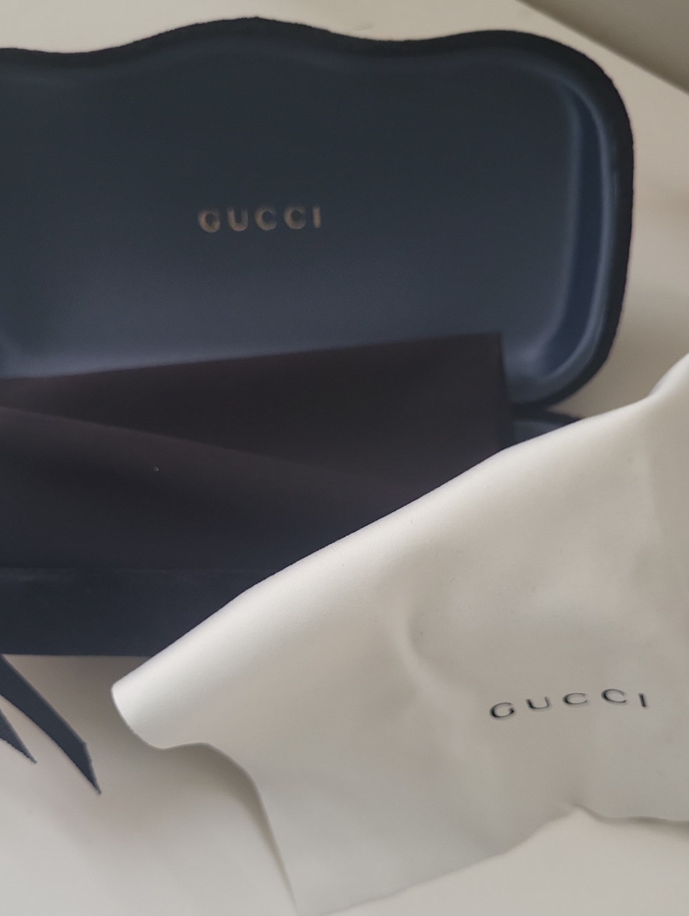 Gucci Men Accessories Sunglass Case & Cloth - Navy and White